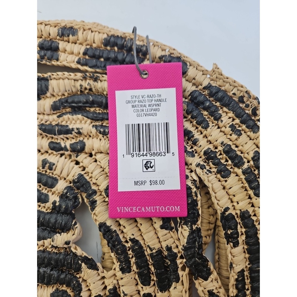 VINCE CAMUTO RAZO BAG round beach tote tophandle straw black medium designer - Picture 5 of 8